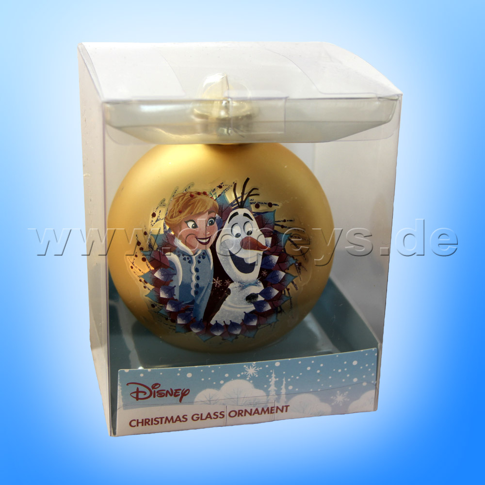 Kurt S. Adler - Disney Die Eiskönigin "Anna & Olaf" Weihnachtsbaumkugel / Glaskugel in Gold DN03005-A