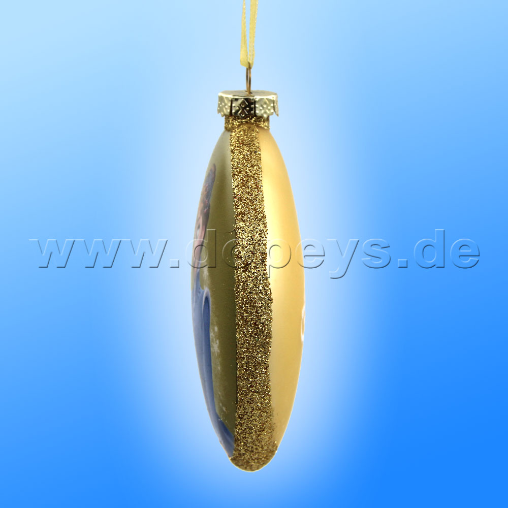 Kurt S. Adler -  Frozen "Anna & Olaf" Disney Glass Disk / Christmas Bauble Gold DN03004-A