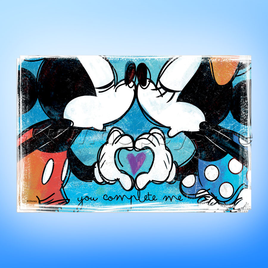 Disney Geschenkset 2 Kaffetassen + 2 Platzdeckchen Mickey & Minnie "Blau" im italienischen Design