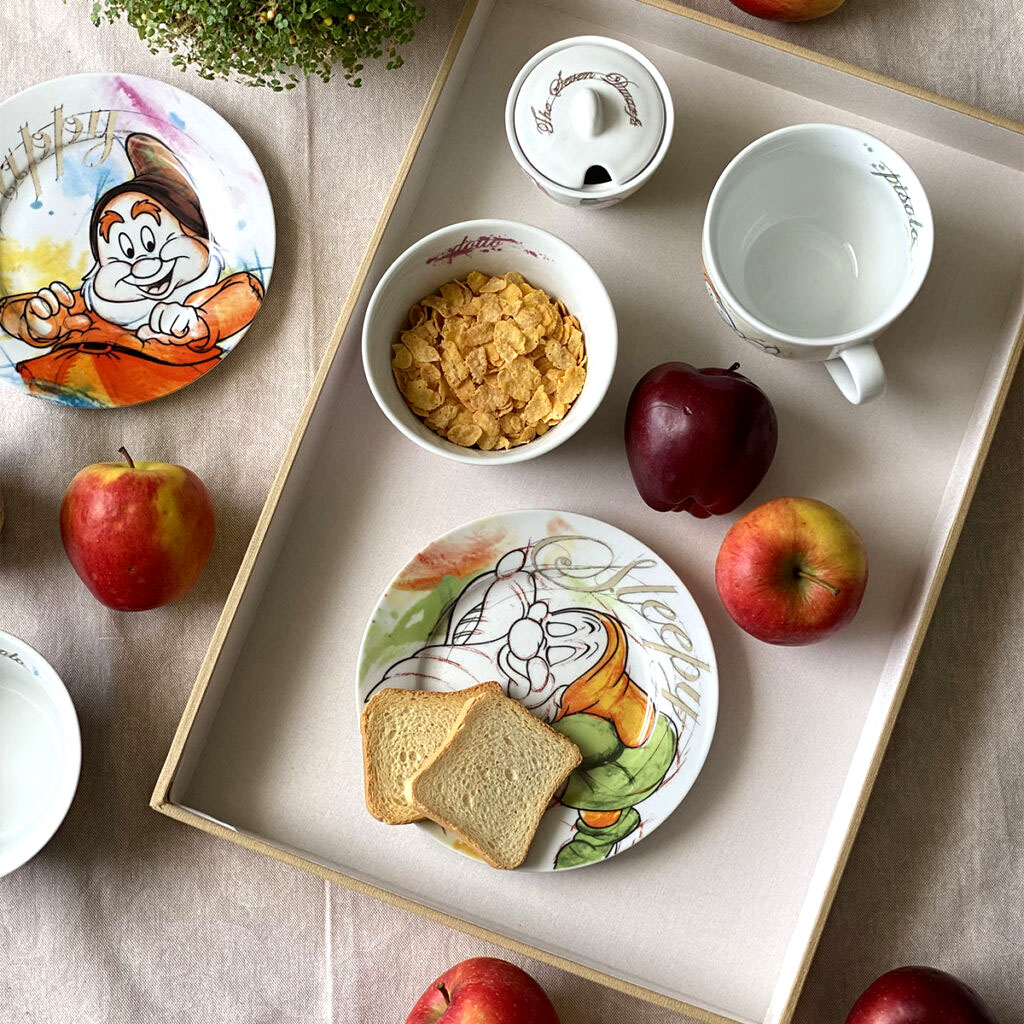 Disney Dessert-Teller / Kuchenteller "Sieben Zwerge" im italienischen Design, 7 Stück im Set