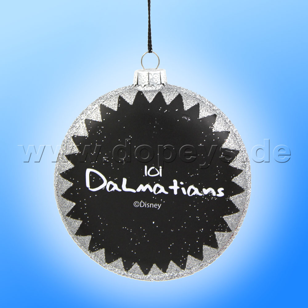 Kurt S. Adler - Disney "Lucky" Glas Disk Weihnachtsbaumkugel in Diskusform / Glasornament in Anthrazit, 80 mm DN33029