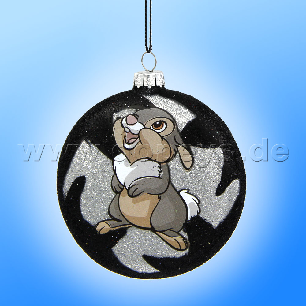Kurt S. Adler - "Thumper" Disney Glass Disk / Christmas Bauble anthracite DN33027