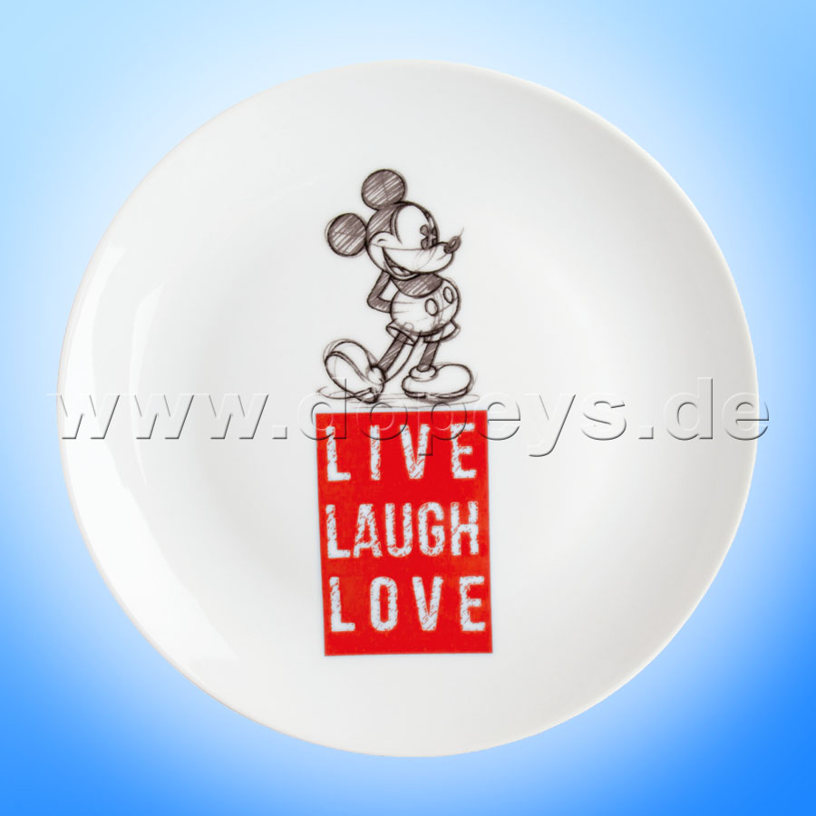 Disney Geschenkset Mickey Frühstücksteller / Dessert-Teller + Müslischale "Rot" Live Laugh Love PWMSETLL/2
