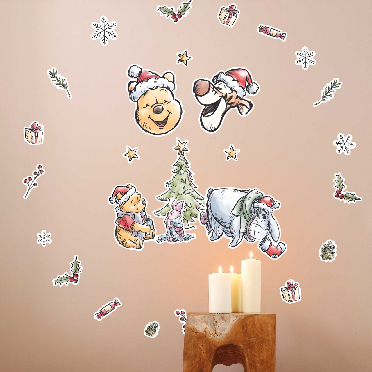 Disney Wandsticker / Wandaufkleber Winnie Puuh "Winnie Pooh Christmas" 50cm x 70cm