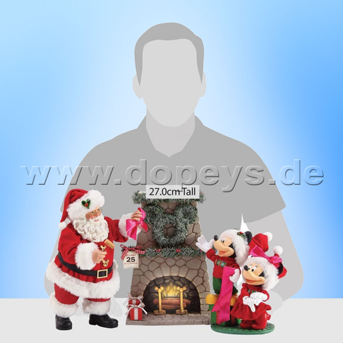 Disney Possible Dreams von Enesco "Mickey & Minnie am Kamin, beleuchtet" Santa Hang the Perfect Wreath 6003418