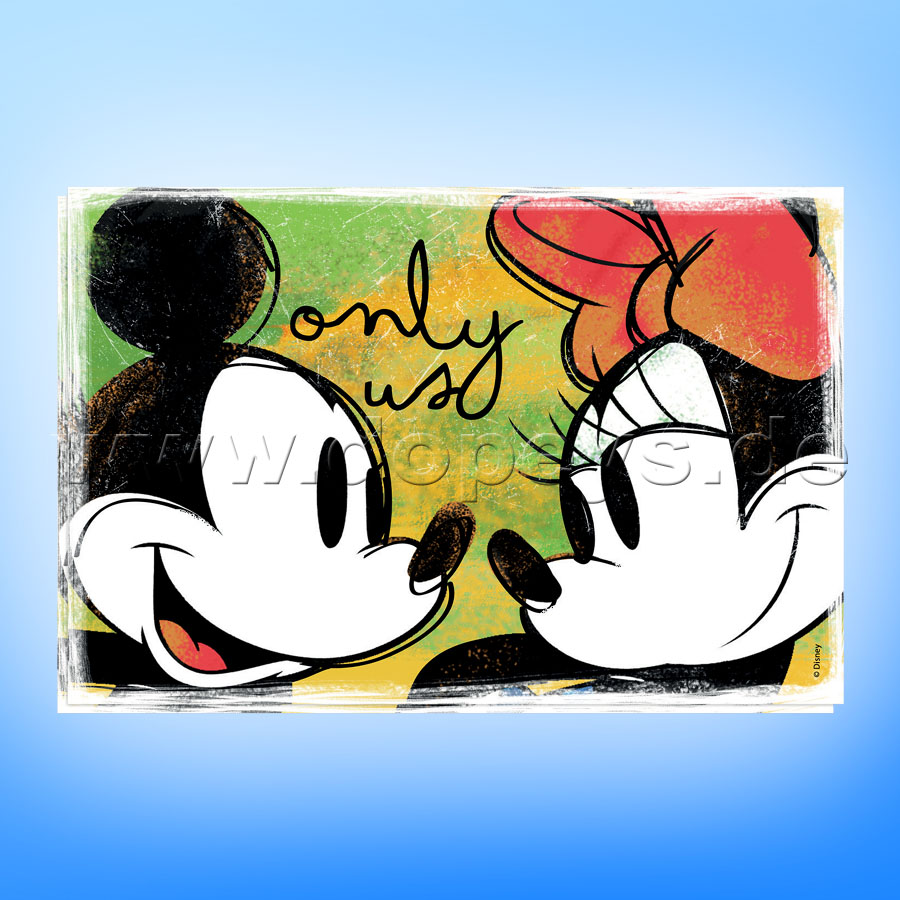 Disney Geschenkset 2 Kaffetassen + 2 Platzdeckchen Mickey & Minnie "Grün" im italienischen Design