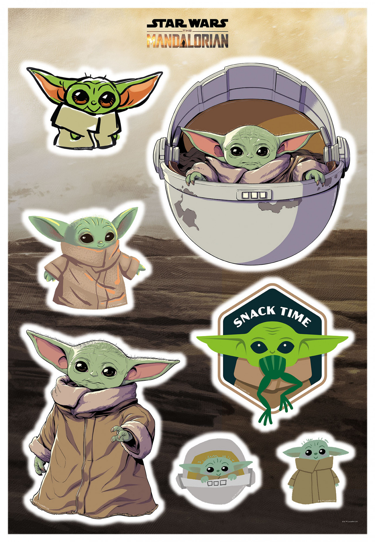 Star Wars Wandsticker / Wandaufkleber "Mandalorian Yoda The Child Cluster" 50cm x 70cm