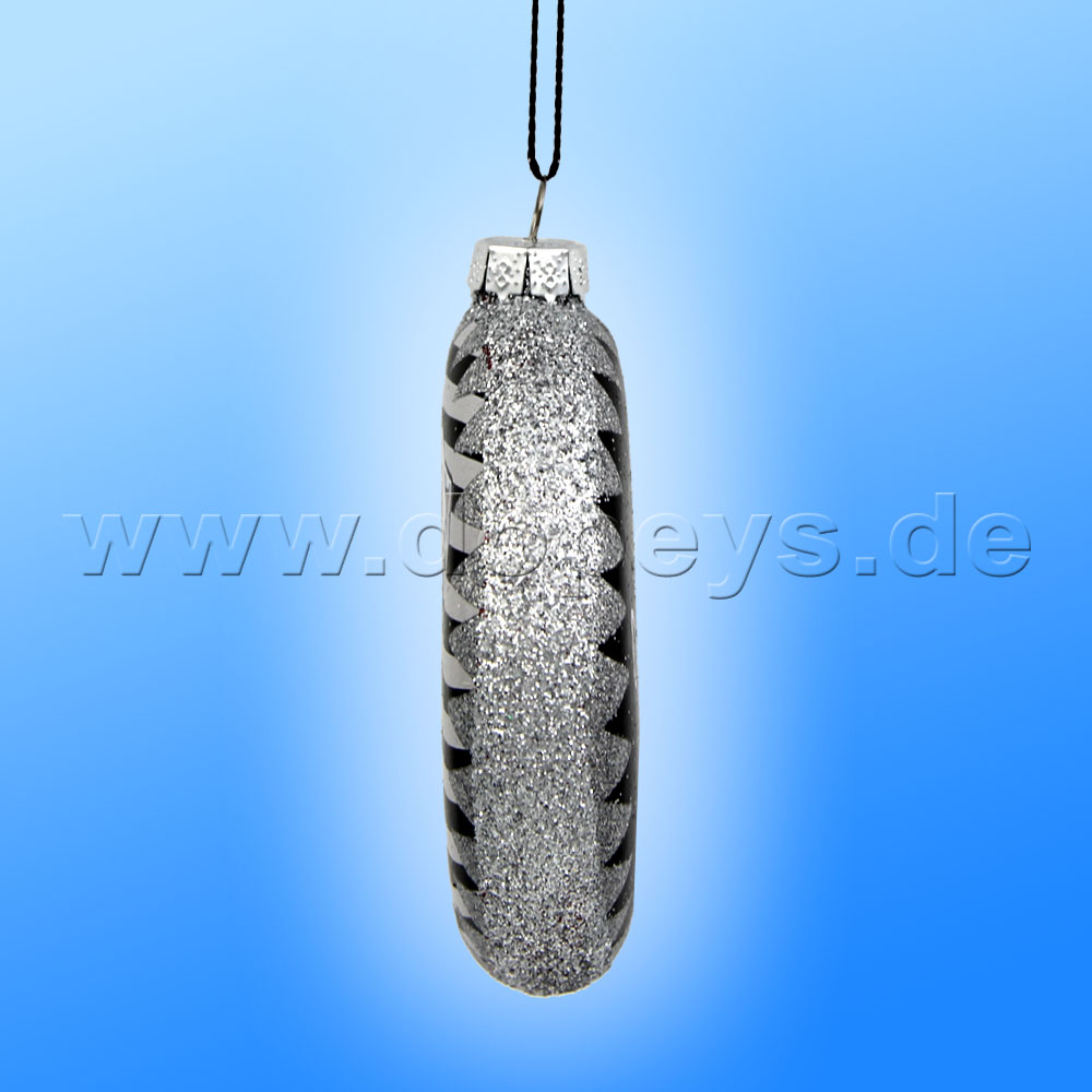 Kurt S. Adler - Disney "Lucky" Glas Disk Weihnachtsbaumkugel in Diskusform / Glasornament in Anthrazit, 80 mm DN33029