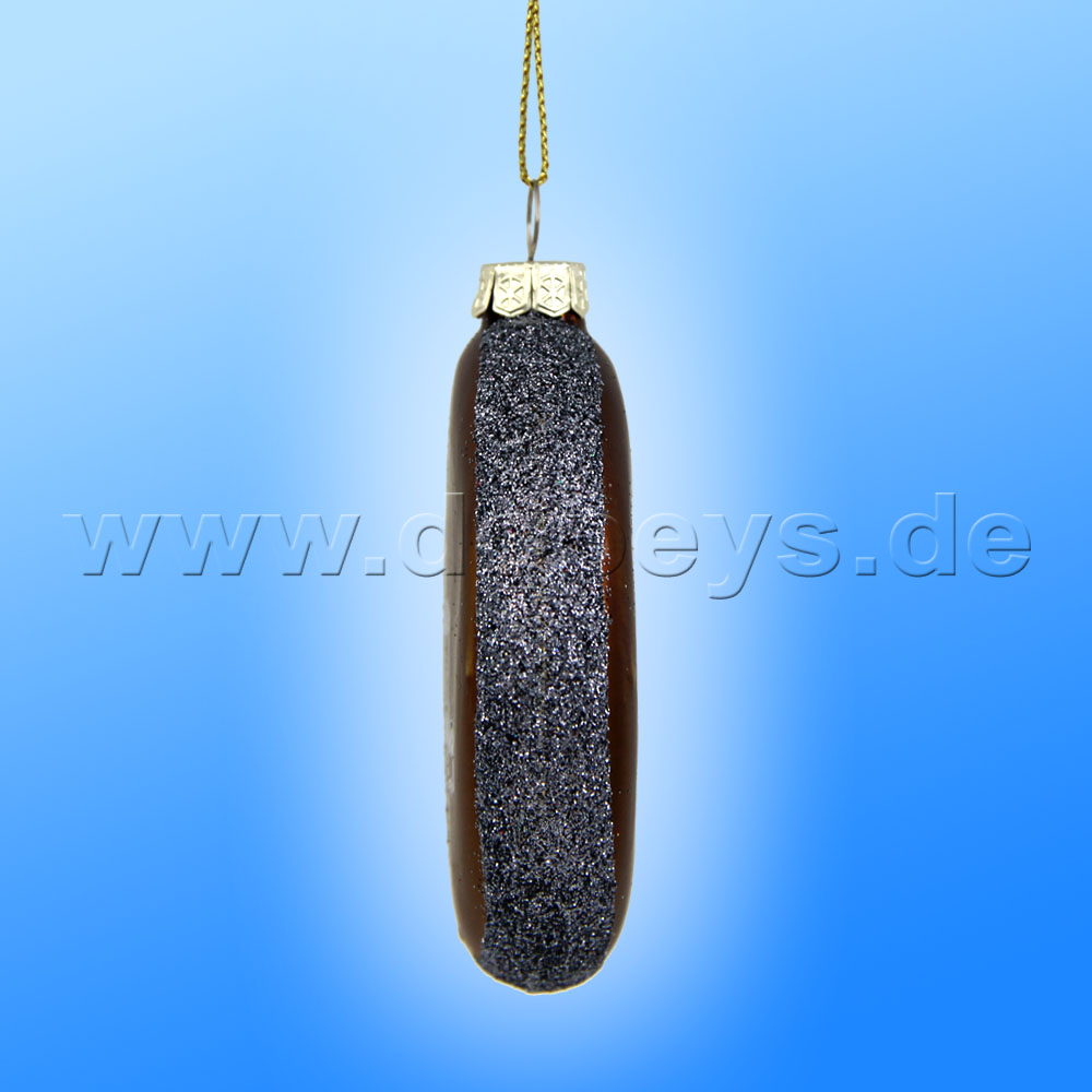 Kurt S. Adler - "Eeyore with Santa Hat" Disney Glass Disk / Christmas Bauble anthracite DN35018