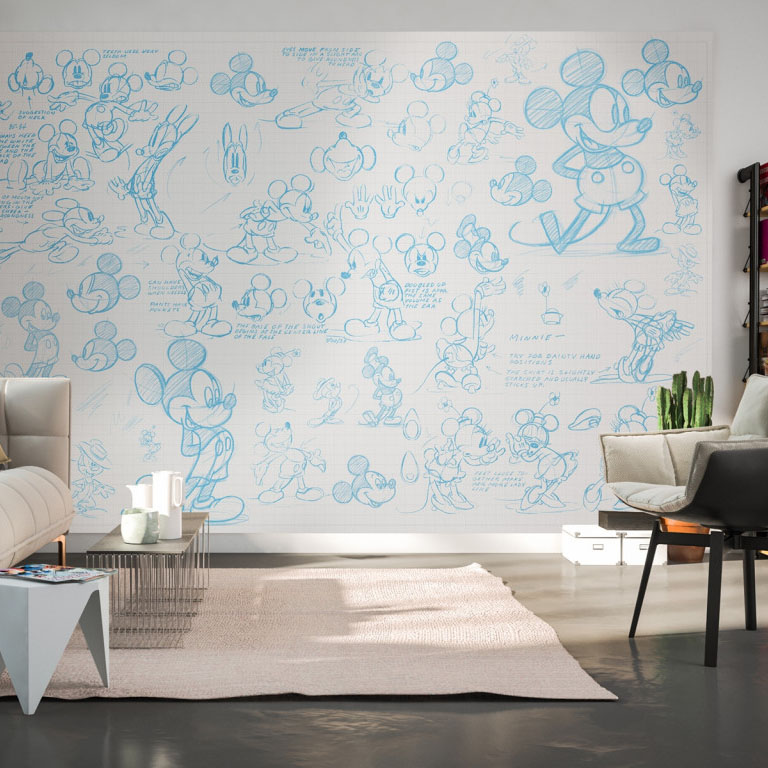 Disney Vlies Fototapete Mickey Maus "Mickey Sketches" 4,00m x 2,50m