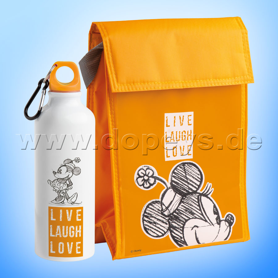 Disney Geschenkset Mickey Trinkflasche + Kühltasche "Orange" Live Laugh Love PWMSETLL/7