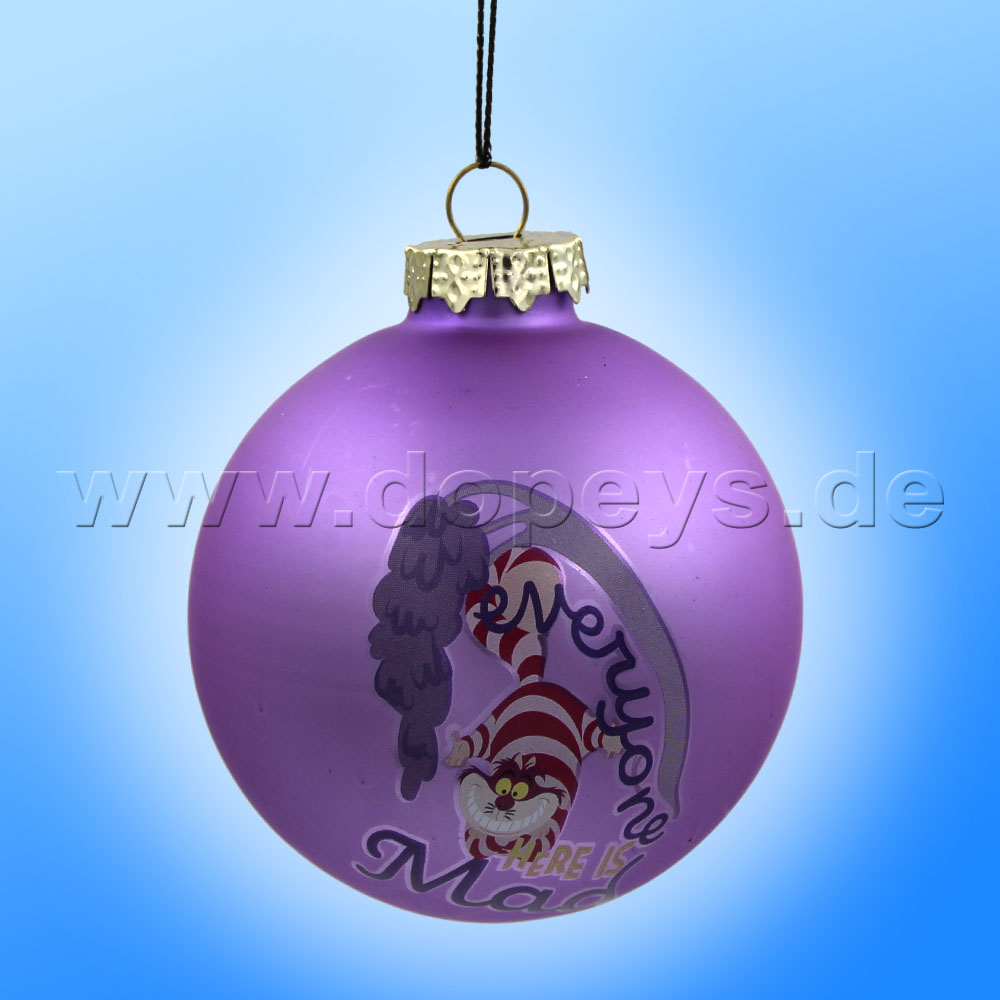 Kurt S. Adler - Disney "Grinsekatze" Weihnachtsbaumkugel / Glaskugel in Violett, 80 mm DN34005