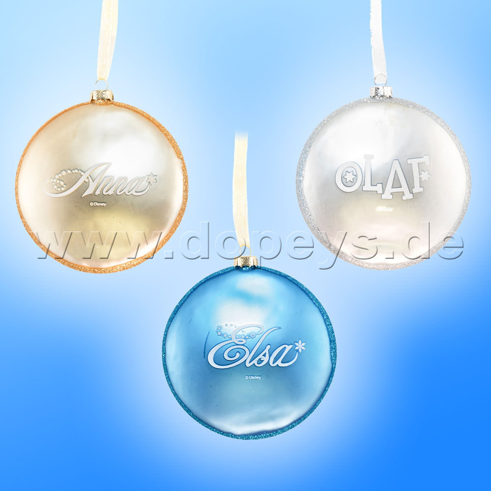 Kurt S. Adler -  Frozen "Anna & Olaf" Disney Glass Disk / Christmas Bauble Gold DN03004-A