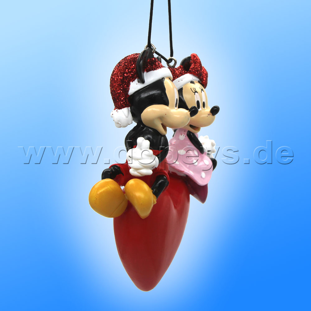 Kurt S. Adler - Disney "Sweethearts In Love" Mickey & Minnie auf einem Herz - Weihnachtsbaumanhänger / Ornament DN37068