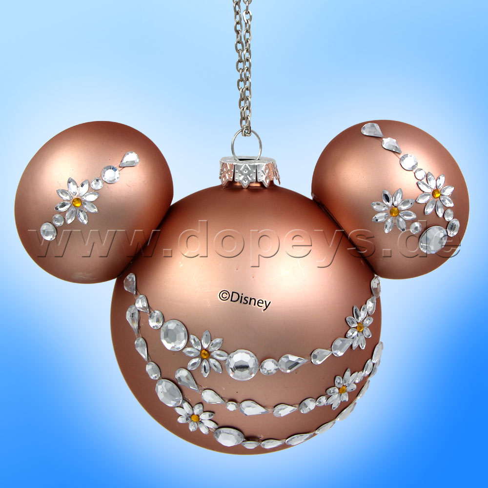 Kurt S. Adler - Disney "Minnie Maus" Weihnachtsbaumkugel mit Mickey Maus Ohren / Glasornament in glänzendem Rosa DN32016