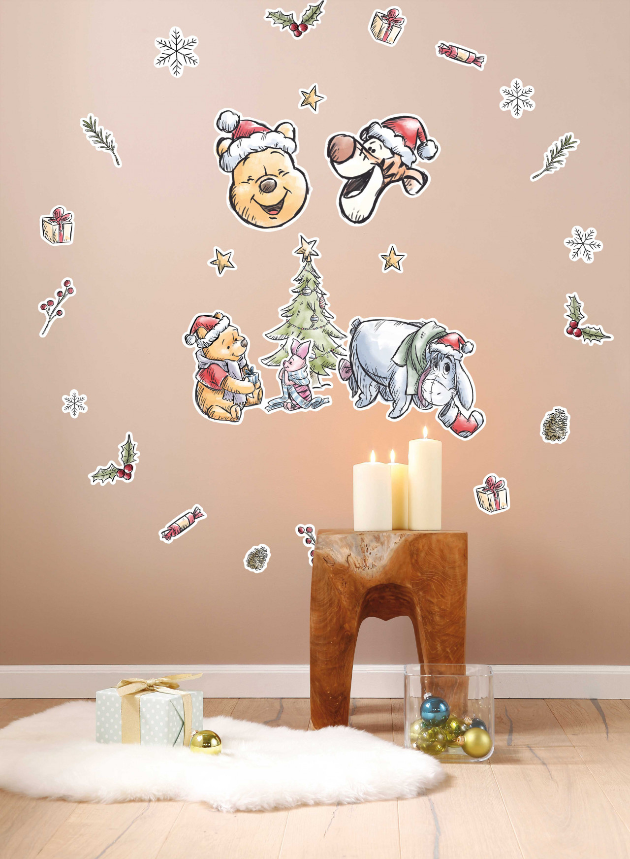 Disney Wandsticker / Wandaufkleber Winnie Puuh "Winnie Pooh Christmas" 50cm x 70cm