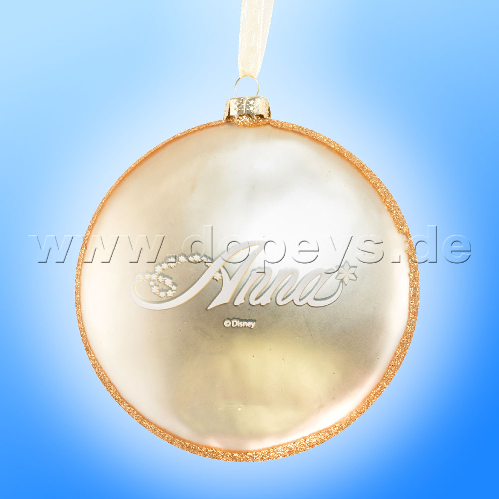 Kurt S. Adler -  Frozen "Anna & Olaf" Disney Glass Disk / Christmas Bauble Gold DN03004-A