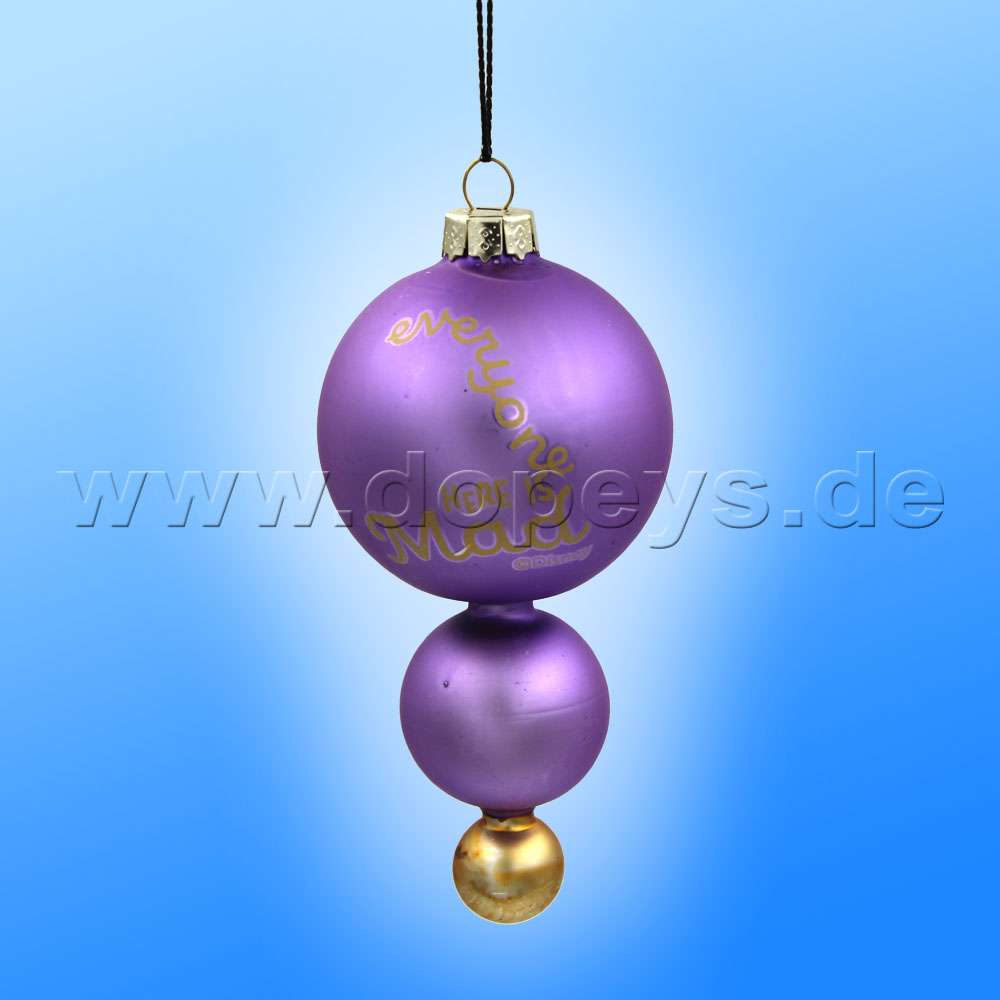 Kurt S. Adler - Disney "Grinsekatze" Weihnachtsbaumkugel / Glaskugel Tropfenform bauchig in Violett DN34006