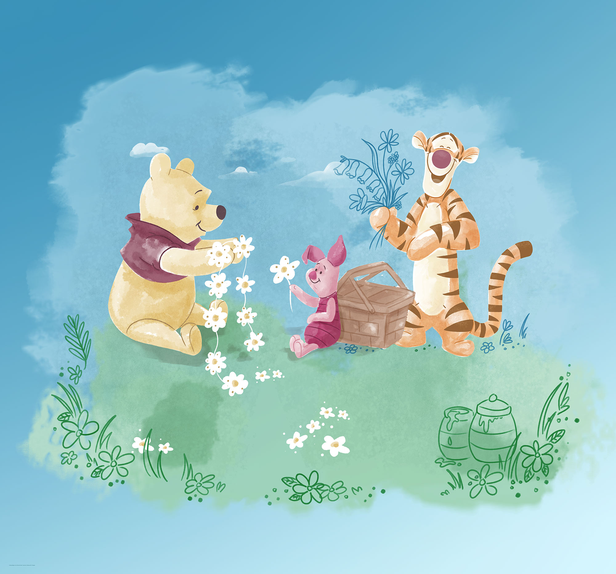 Disney Vlies Fototapete Winnie Puuh "Winnie Pooh Picnic"