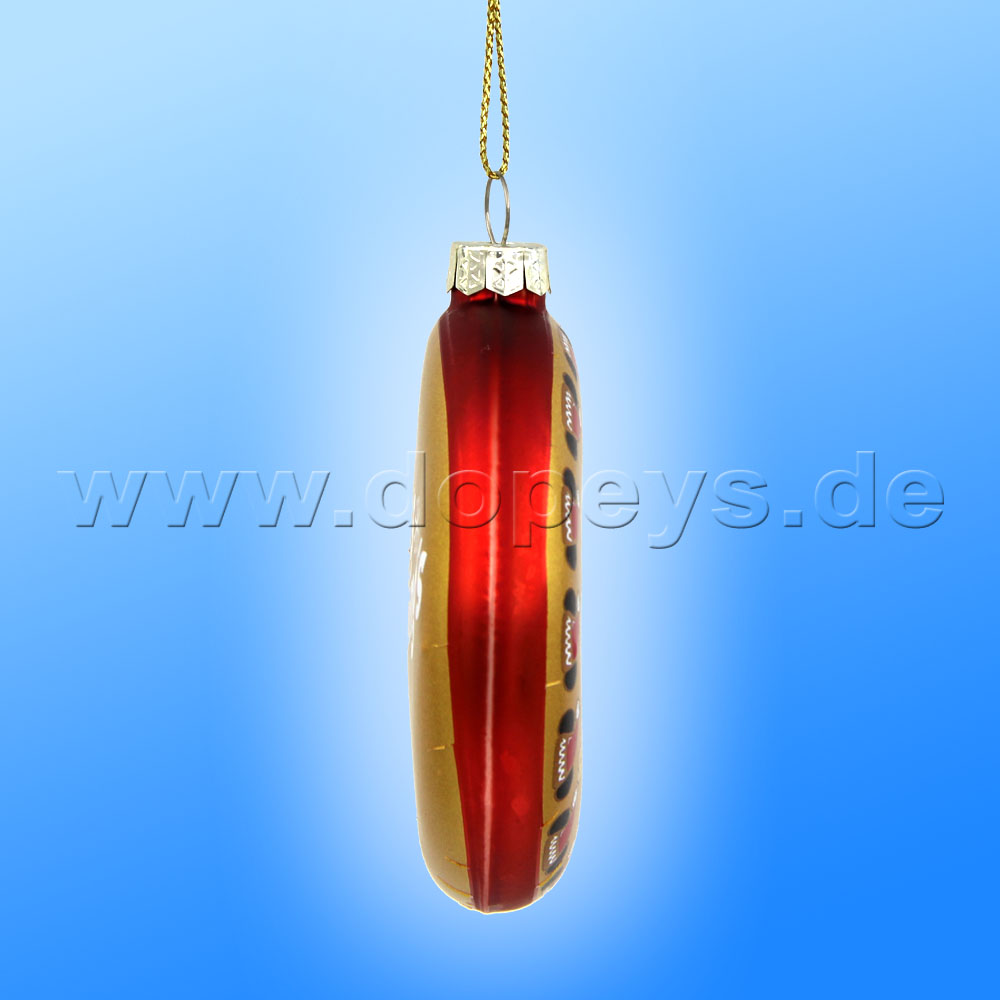 Kurt S. Adler - Disney "Mickey & Pluto" Glas Disk Weihnachtsbaumkugel in Diskusform / Glasornament in Gold, 80 mm DN37015