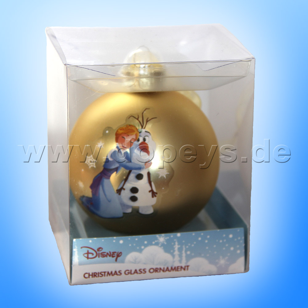 Kurt S. Adler - Disney Die Eiskönigin "Olaf & Anna's Umarmung" Weihnachtsbaumkugel / Glaskugel in Gold DN03005-B