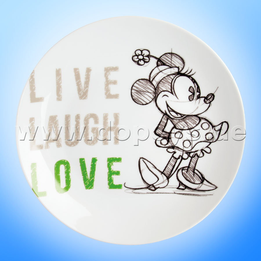 Disney Teller / Servierteller / Kuchenplatte Minnie Maus "Grün" Live Laugh Love im italienischen Design PWM37LL-5V