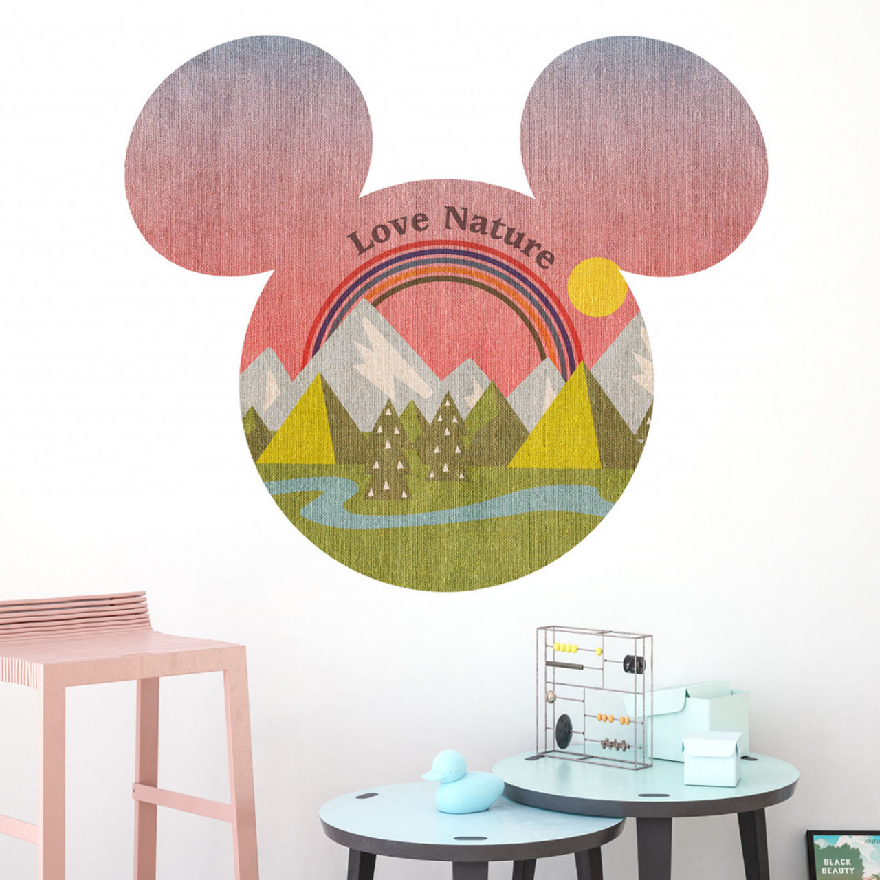 Disney Wandsticker / Wandaufkleber Mickey Maus Kopf "Mickey Head Summer Hike" 127cm x 127cm