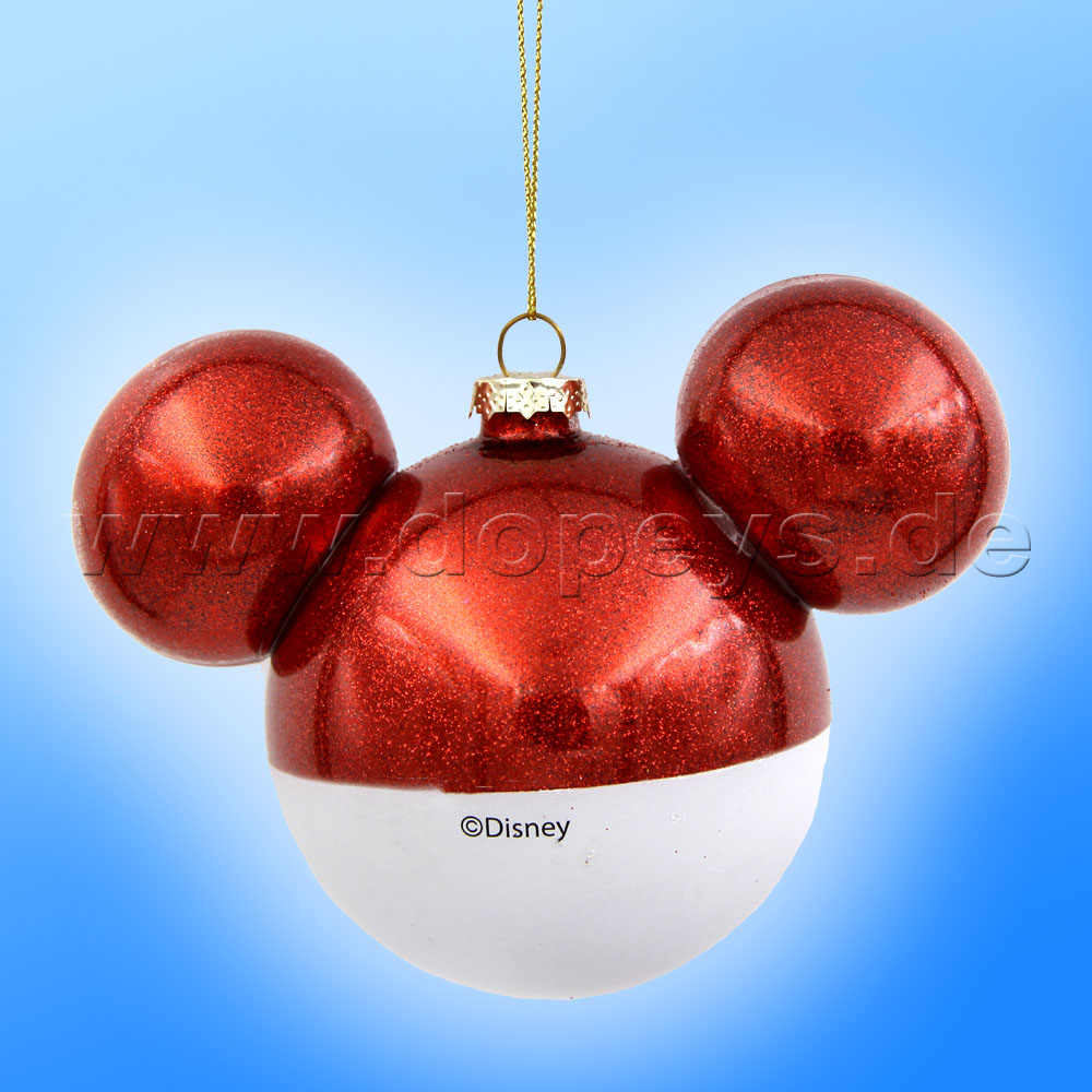 Kurt S. Adler - Disney "Mickey Maus" Weihnachtsbaumkugel mit Mickey Maus Ohren / Glasornament in Rot, 80 mm DN37008