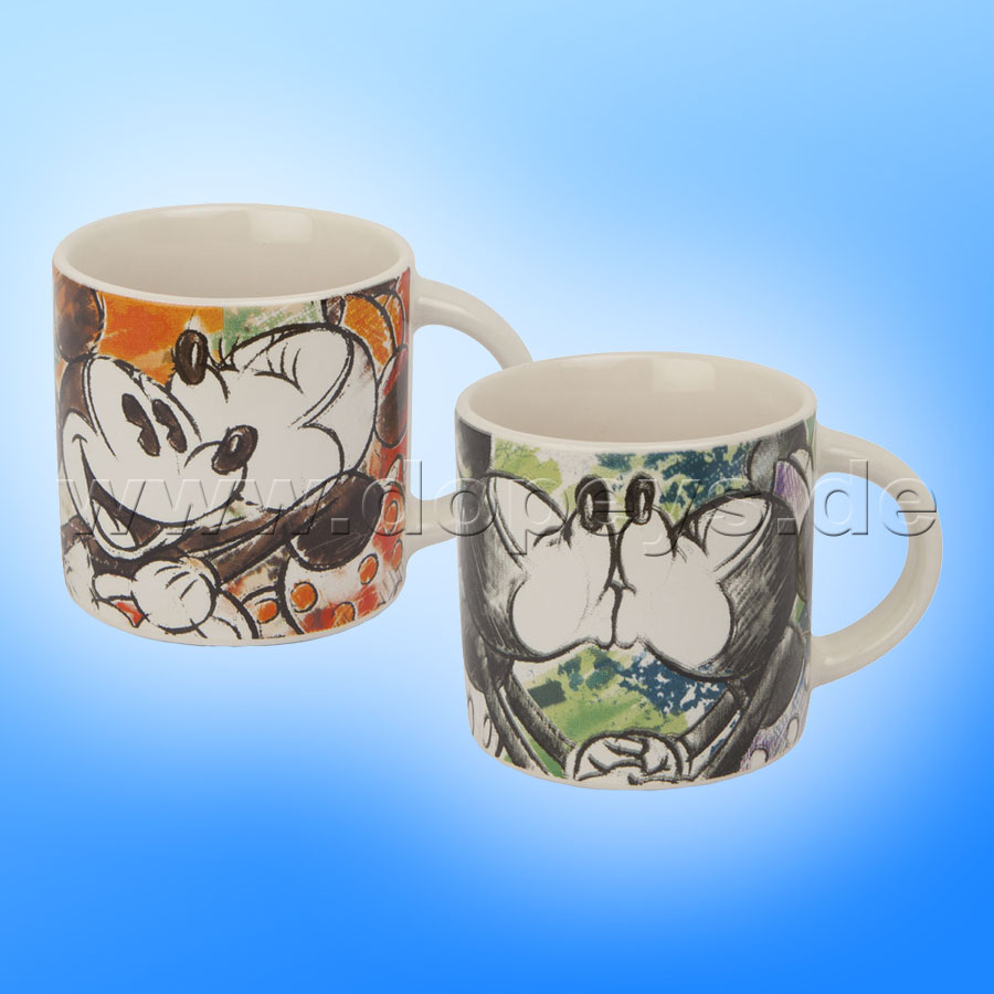 Disney Mini Tassen / Espresso Tassen 2er Set "Orange + Elfenbein" - Mickey & Minnie Color Fun, im italienischen Design PWMSETCF-3, 9cl