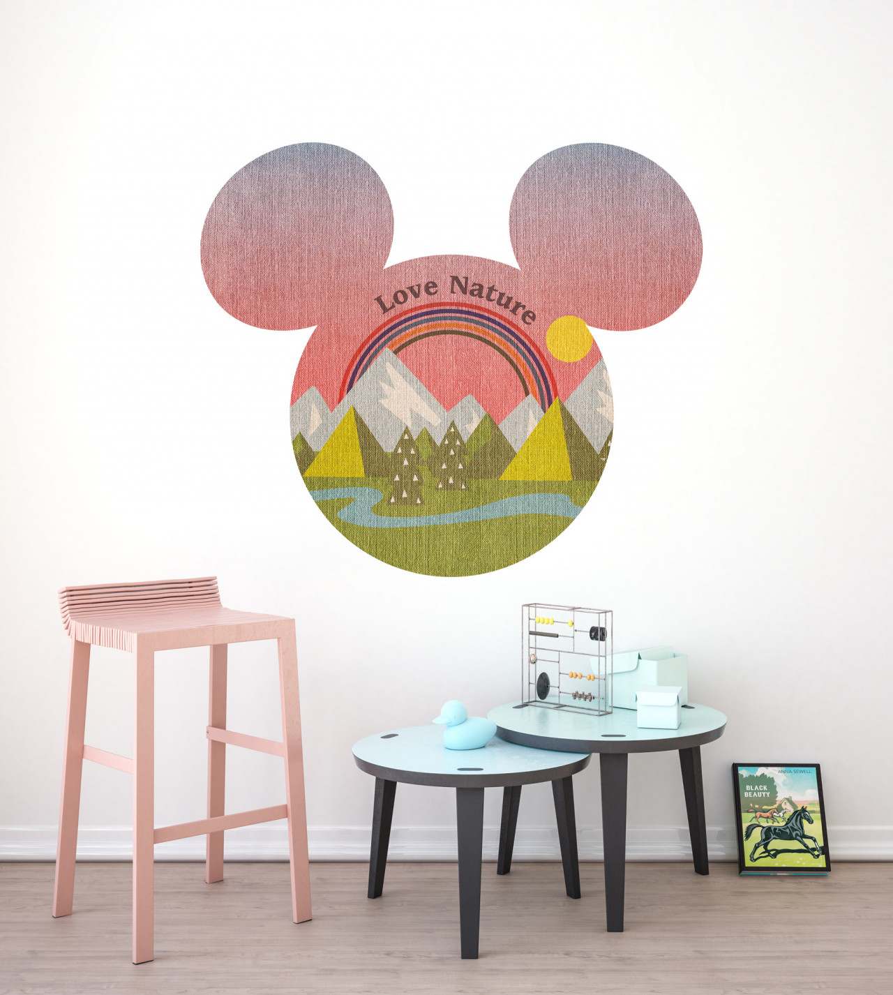 Disney Wandsticker / Wandaufkleber Mickey Maus Kopf "Mickey Head Summer Hike" 127cm x 127cm