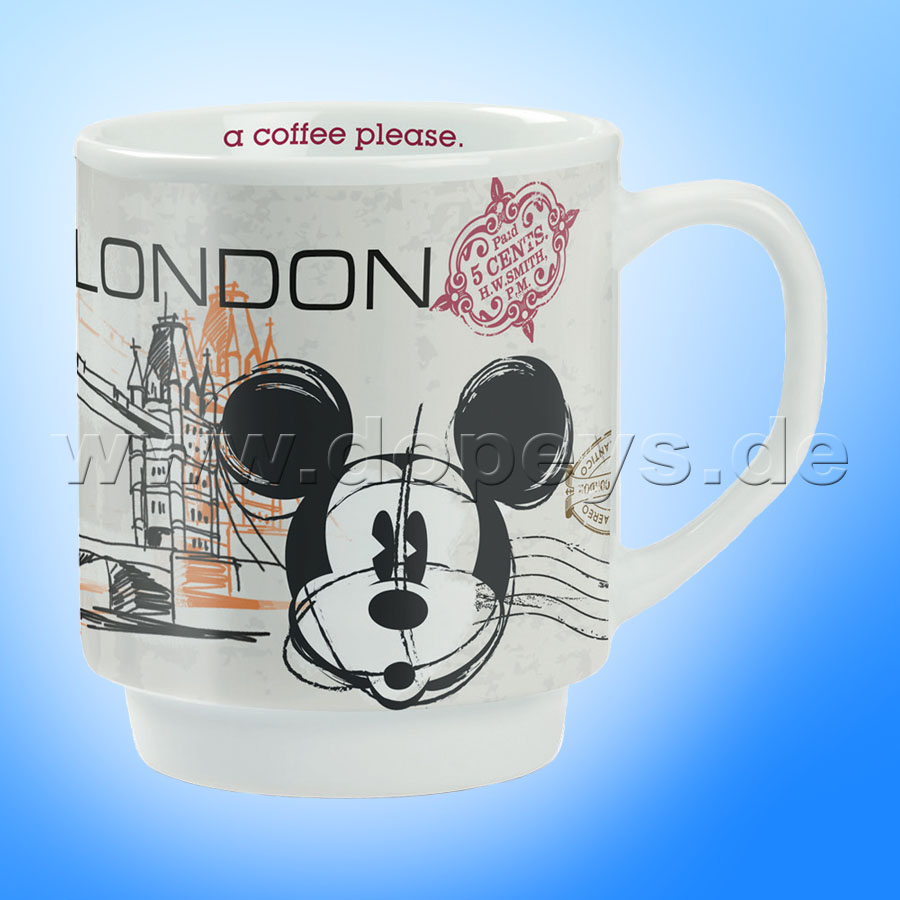 Disney Kaffeetasse Mickey Maus "London" stapelbar im italienischen Design