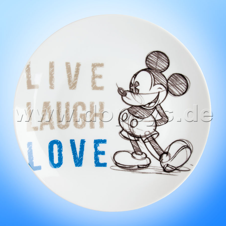 Disney Teller / Servierteller / Kuchenplatte Mickey Maus "Blau" Live Laugh Love im italienischen Design PWM37LL-5B
