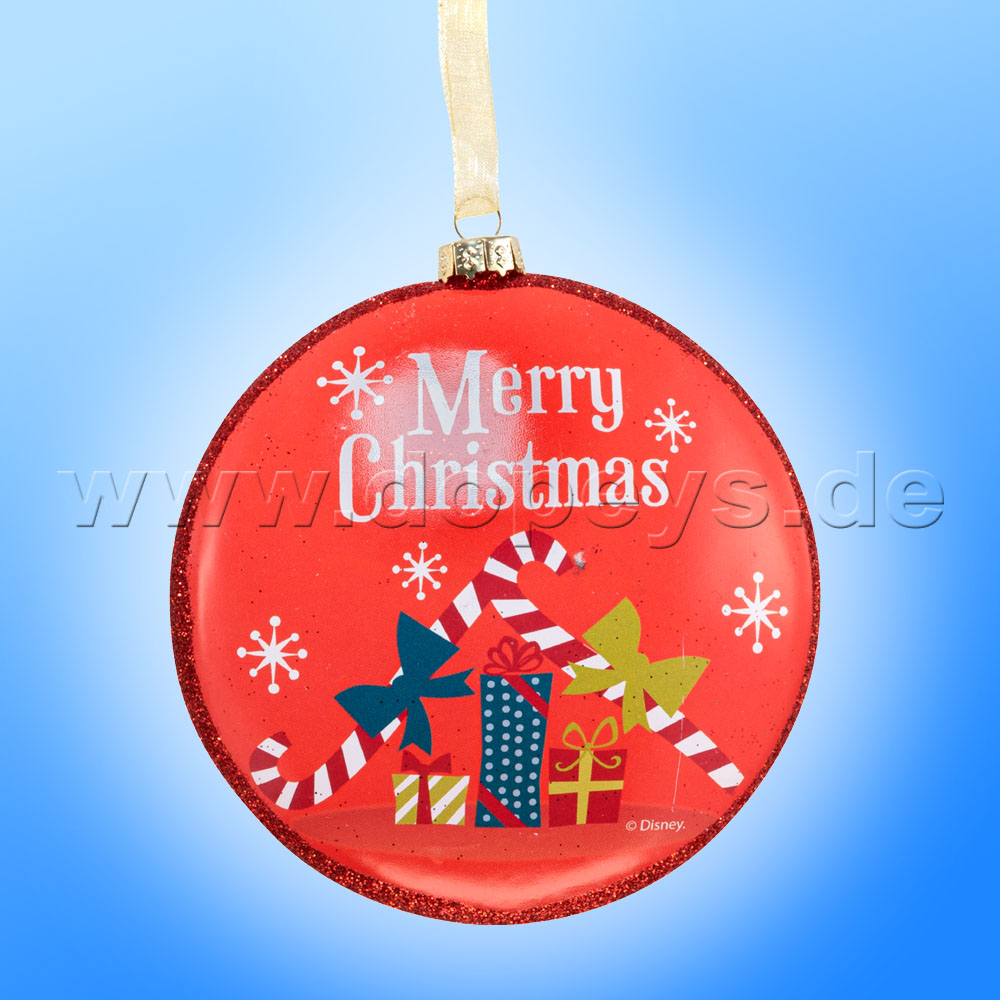 Kurt S. Adler - "Mickey & Minnie's Christmas House" Disney Glass Disk / Christmas Bauble red DN02004-B