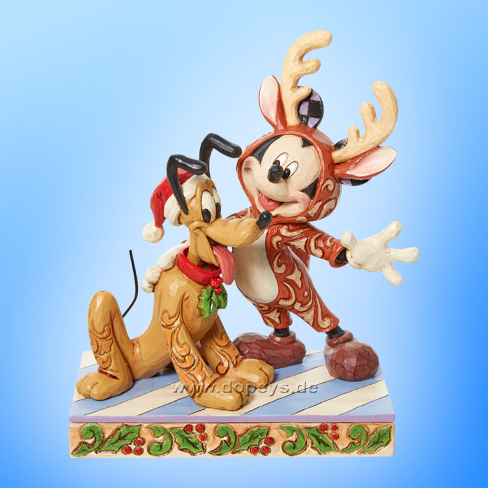 Disney Traditions - Mickey Reindeer & Pluto Santa (Festive Friends) figurine by Jim Shore 6013059