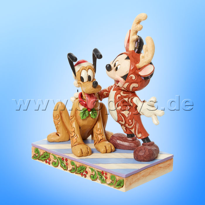 Disney Traditions Figur - Mickey als Rentier & Pluto als Weihnachtsmann (Festive Friends) von Jim Shore 6013059