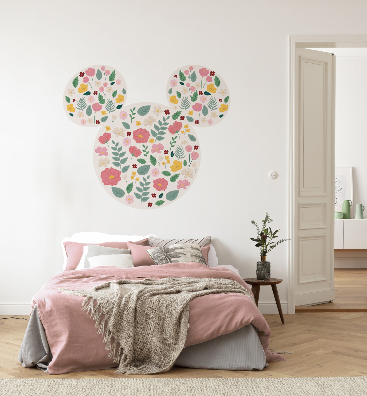 Disney Wandsticker / Wandaufkleber Mickey Maus Kopf "Mickey Head Wildflowers" 127cm x 127cm