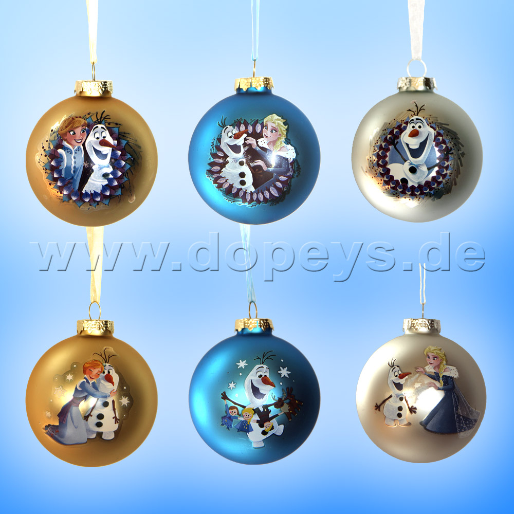 Kurt S. Adler - Disney Die Eiskönigin "Olaf mit Frozen Girlande" Weihnachtsbaumkugel / Glaskugel in Blau DN03005-D