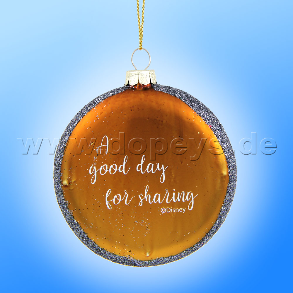 Kurt S. Adler - "Eeyore with Santa Hat" Disney Glass Disk / Christmas Bauble anthracite DN35018