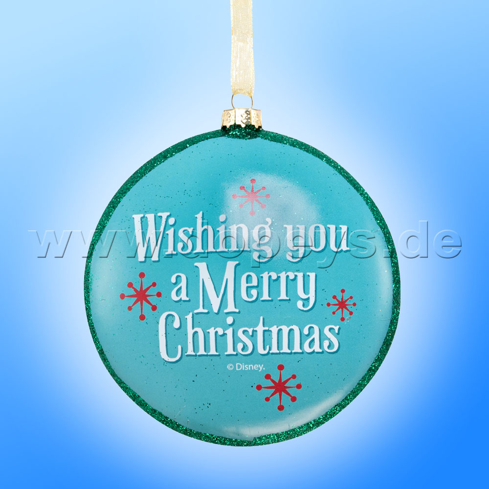 Kurt S. Adler - Disney "Mickey & Minnie's Kuss" Glas Disk Weihnachtsbaumkugel in Diskusform / Glasornament in Türkis DN02004-A