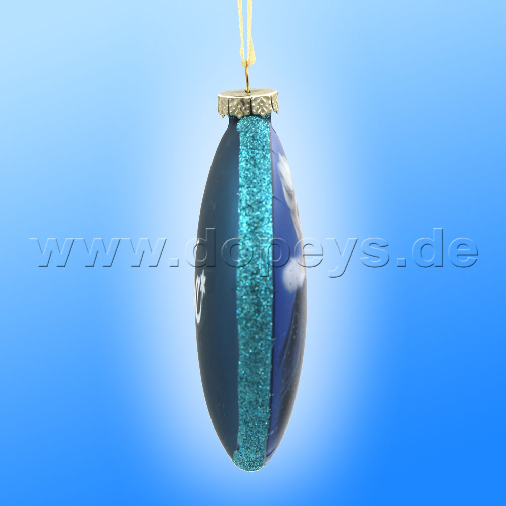 Kurt S. Adler - Disney Die Eiskönigin "Elsa & Olaf" Glas Disk Weihnachtsbaumkugel in Diskusform / Glasornament in Blau DN03004-E