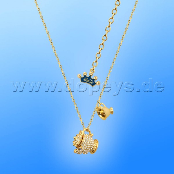 Disney Halskette - Kristall Madame Pottine & Tassilo (Die Schöne und das Biest) in Gold von Couture Kingdom 12100451