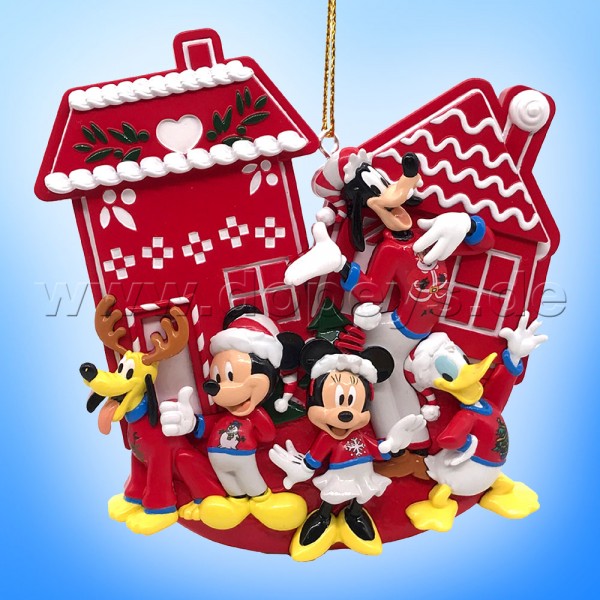 Kurt S. Adler - Disney "Red Disney House" Mickey, Minnie, Donald, Goofy & Pluto Relief Weihnachtsanhänger / Ornament DN37026