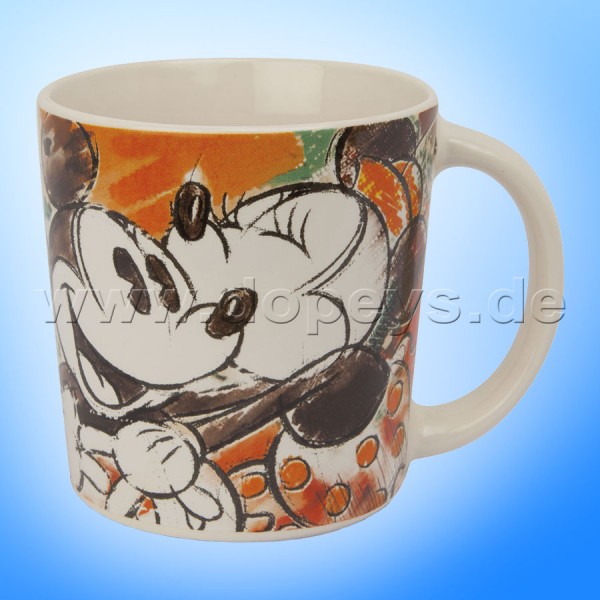 Disney Tasse / Kaffeetasse Elfenbein-Pärchen "Orange" - Mickey & Minnie Color Fun, im italienischen Design PWM21CF-1A