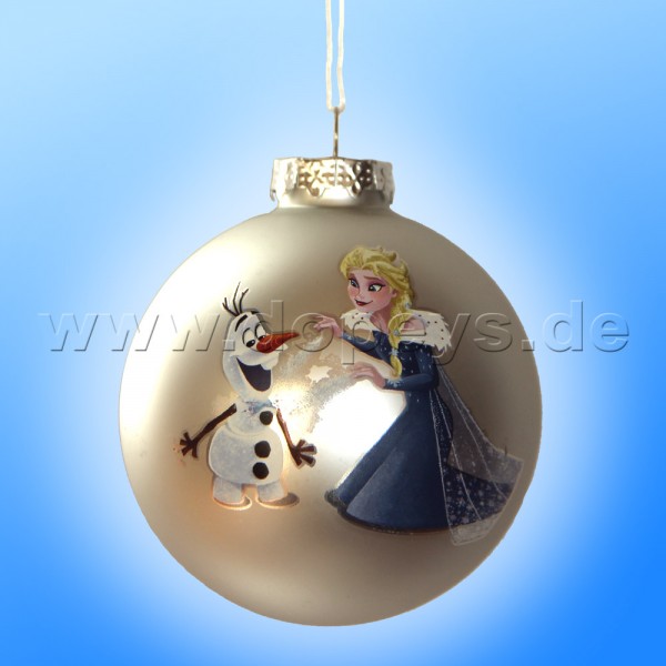 Kurt S. Adler - Disney Die Eiskönigin "Olaf & Elsa's Eiszauber" Weihnachtsbaumkugel / Glaskugel in Silber DN03005-F