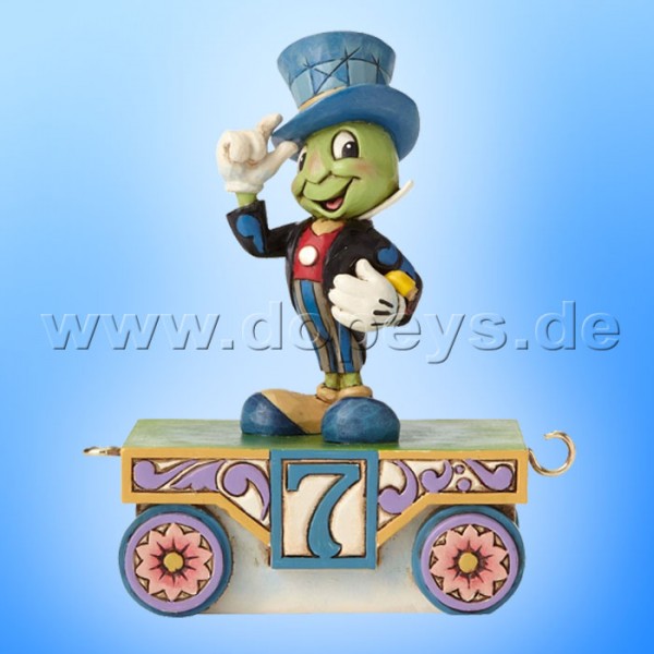 Disney Traditions / Jim Shore Figur von Enesco "Jiminy Cricket - Geburtstagszug Jahr 7" 4055417.