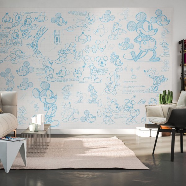 Disney Vlies Fototapete Mickey Maus "Mickey Sketches" 4,00m x 2,50m