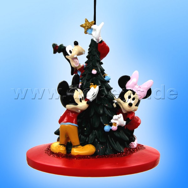 Kurt S. Adler - Disney "Merry Christmas" Mickey, Minnie & Goofy schmücken den Weihnachtsbaum - Weihnachtsbaumanhänger / Ornament DN37064