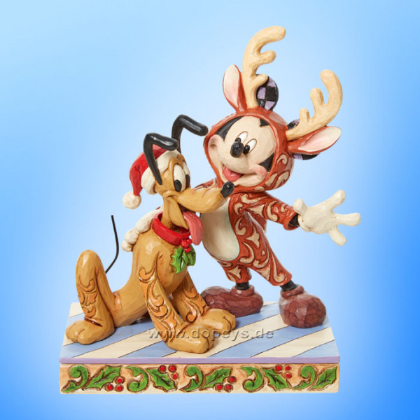 Disney Traditions Figur - Mickey als Rentier & Pluto als Weihnachtsmann (Festive Friends) von Jim Shore 6013059