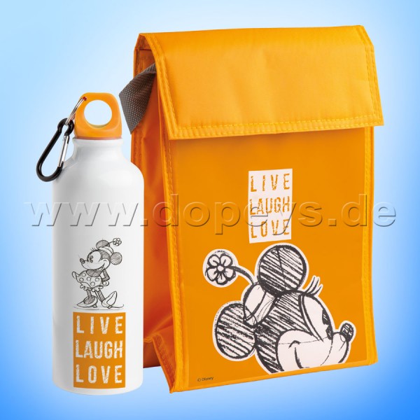 Disney Geschenkset Mickey Trinkflasche + Kühltasche "Orange" Live Laugh Love PWMSETLL/7