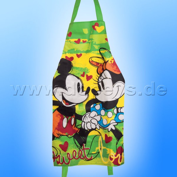 Disney Grillschürze / Kochschürze Mickey & Minnie Maus "Grün" im italienischen Design